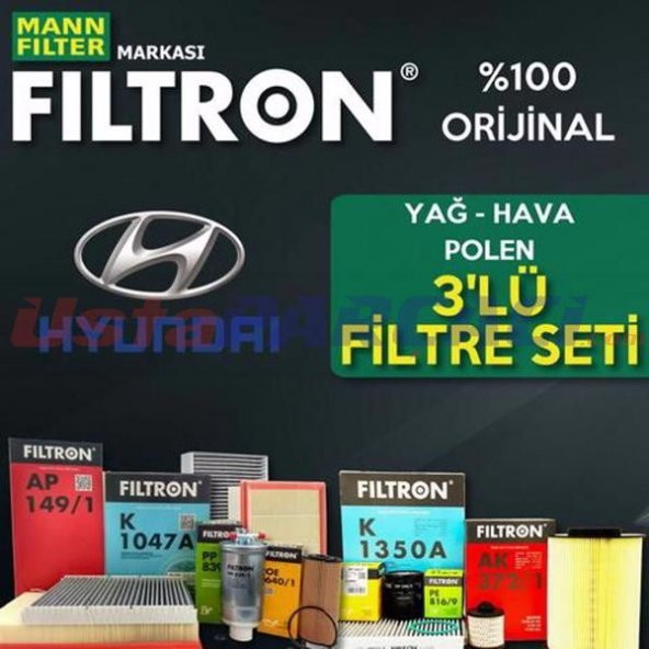 Hyundai Getz 1.5 Crdı Filtron Filtre Bakım Seti 2006-2011 Klima