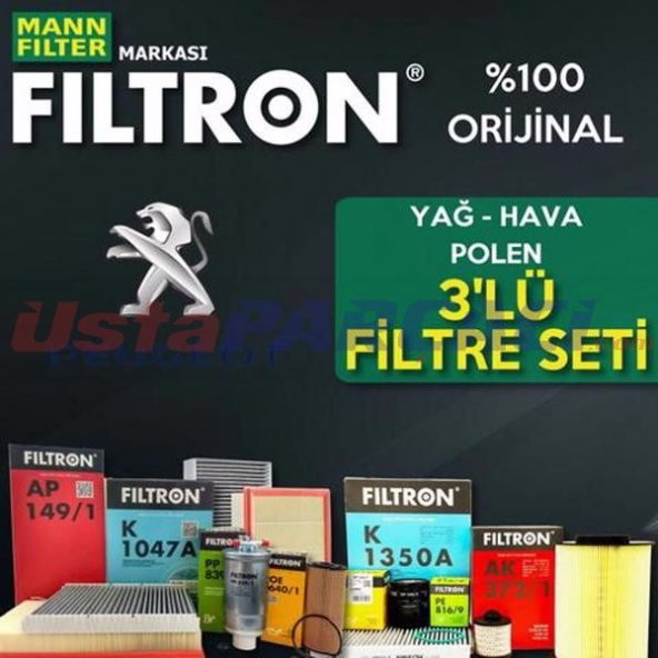 Peugeot 206 1.4 HDI Mann Filtron Filtre Bakım Seti 2002-2009 ürün görseli