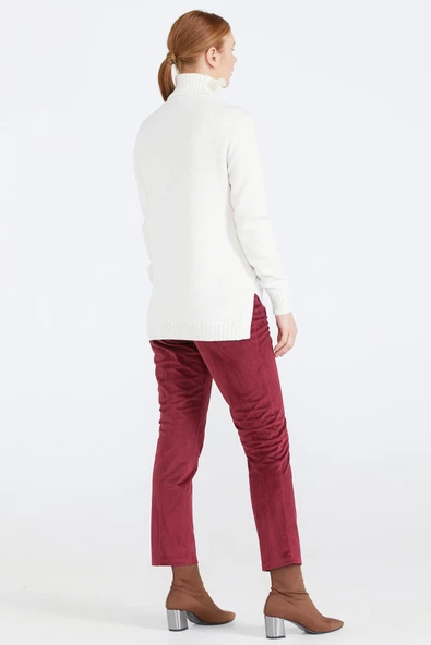 Tam Balıkçı Kadın Triko Kazak - Kemik - 3