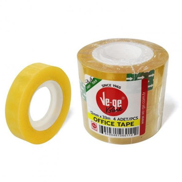 Vege Selefon Bant Offıce Tape 12x33 ( 4 Lü Paket)