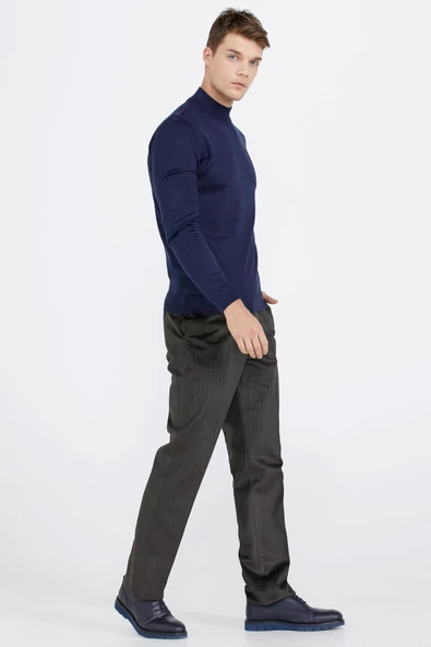 Erkek Yarım Boğazlı Triko Kazak - Lacivert - Resim 3