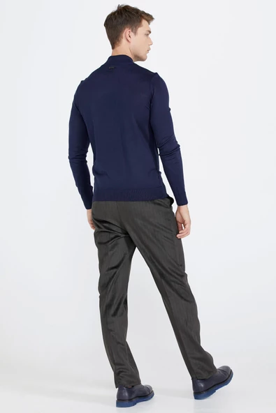 Erkek Yarım Boğazlı Triko Kazak - Lacivert - Resim 4