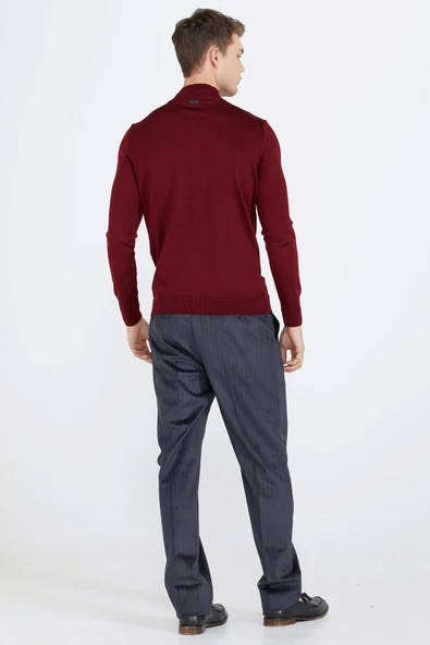 Erkek Yarım Boğazlı Triko Kazak - Bordo - 4