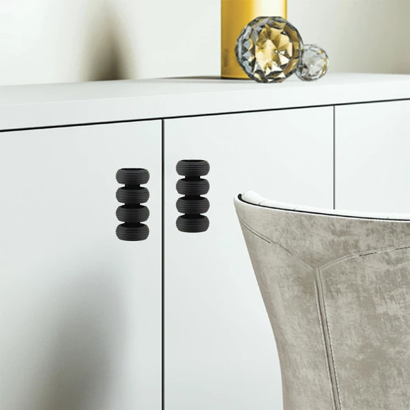 Icon Mobilya Çekmece Mutfak Dolap Dolabı Kapak Kulpu Kulpları Kulbu Mat Siyah Sert Plastik Kulp - Resim 3