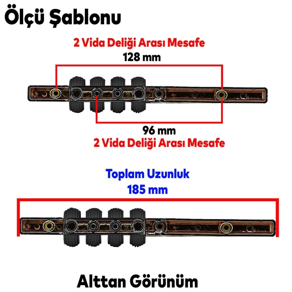 Büyük Icon Mobilya Çekmece Mutfak Dolap Dolabı Kulpu Kulbu Mat Siyah Sert Plastik Kulp 96 Mm 128 Mm - 2