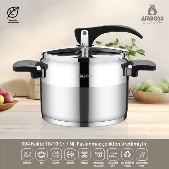 Amboss Enio Paslanmaz Çelik Klasik Düdüklü Tencere 4 Lt
