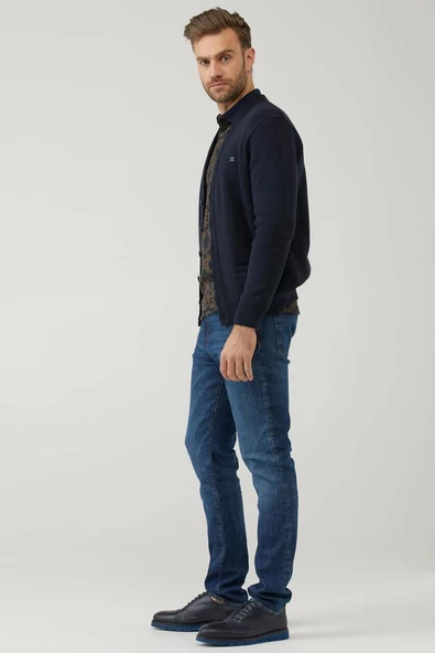 Erkek Cepli Triko Hırka - Lacivert - 3