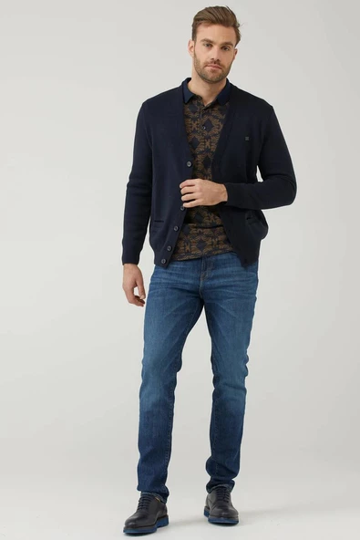 Erkek Cepli Triko Hırka - Lacivert - 2