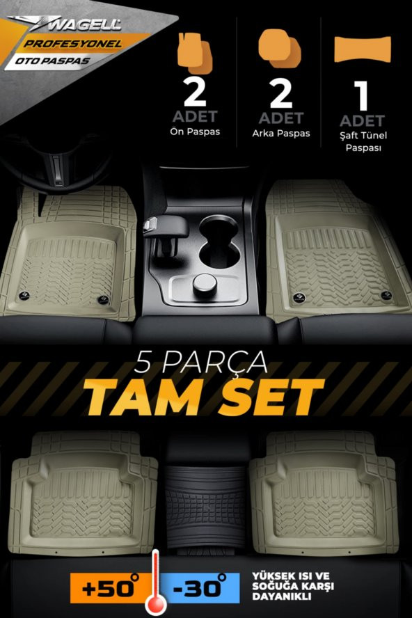wagell Profesyonel Bej 4d Havuzlu Peugeot Rcz Uyumlu Oto Paspas - 3