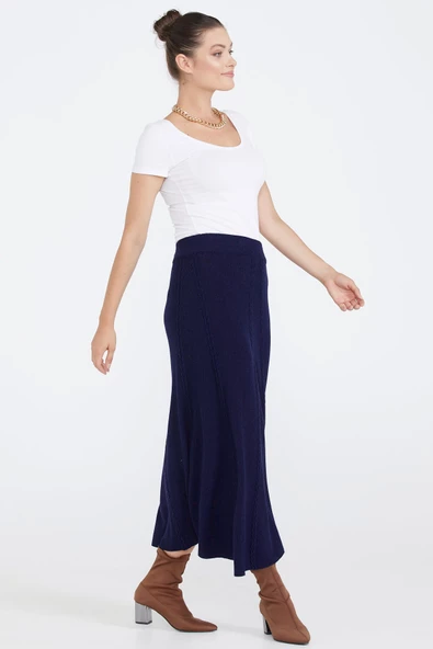 Kadın Triko Etek - Lacivert - 3