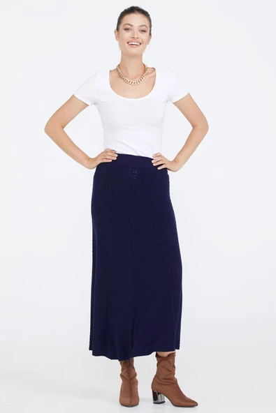Kadın Triko Etek - Lacivert