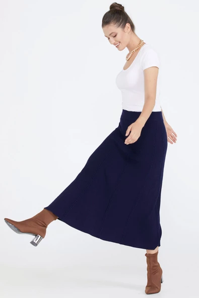 Kadın Triko Etek - Lacivert - 2