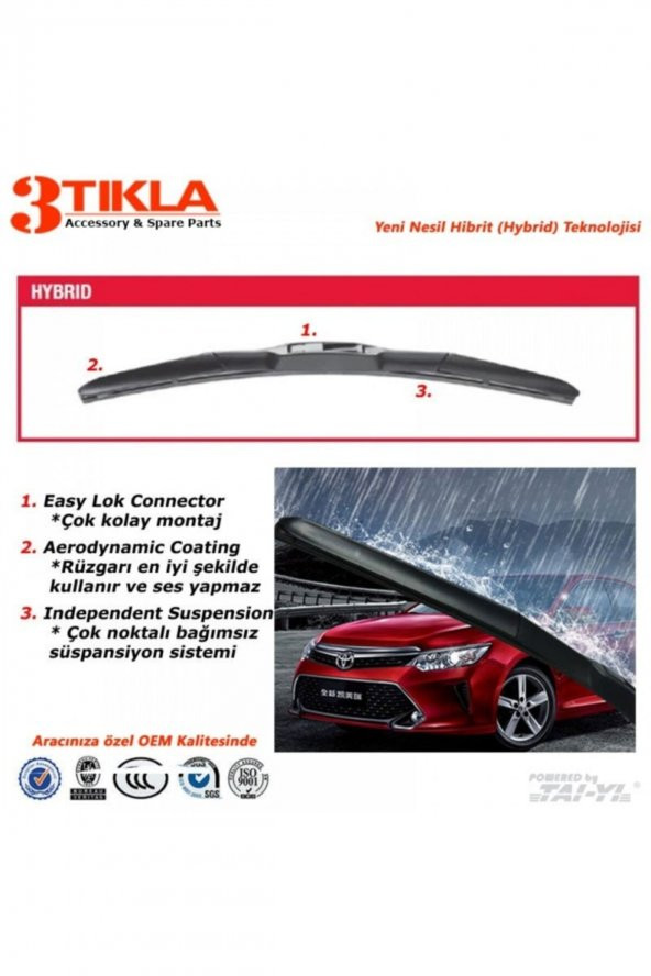 Tai-Yi Volkswagen Caravelle Hibrit Silecek Takımı (2005-2007) 600 Mm/600 Mm - Resim 3