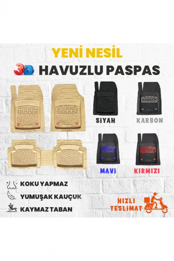 SAFİR Opel Vectra 2007 Model 3d Havuzlu Paspas Bej ürün görseli 1