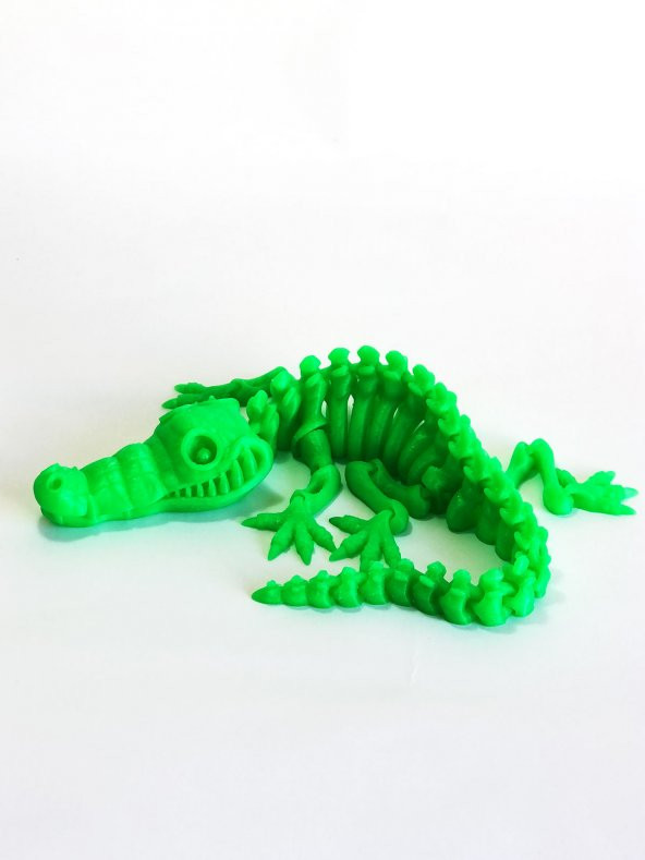 3D Hareketli İskelet Timsah Figürlü Oyuncak - Neon Yeşil