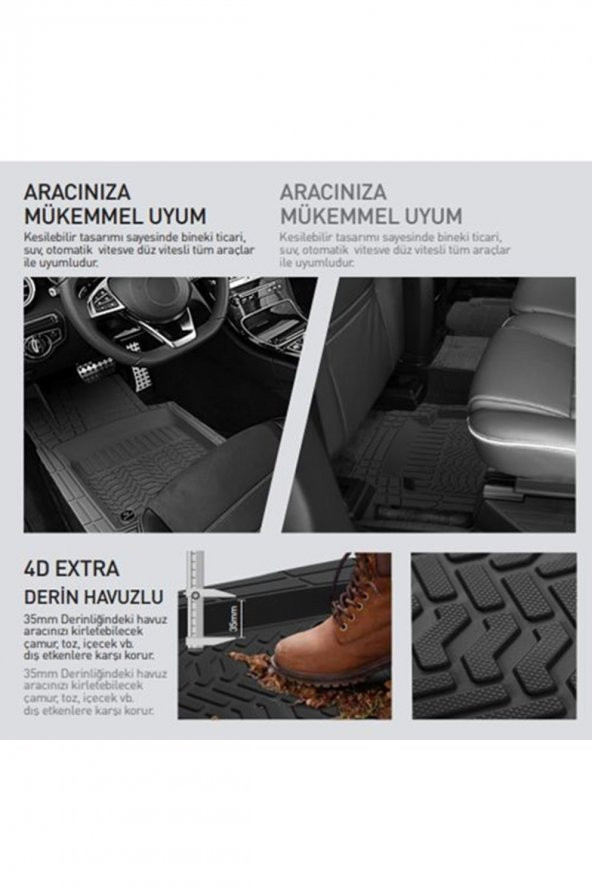 Unikum Ssangyong Rexton Profesyonel Havuzlu Ekonomik 4d Bej 5 Parça Oto Paspası - 2