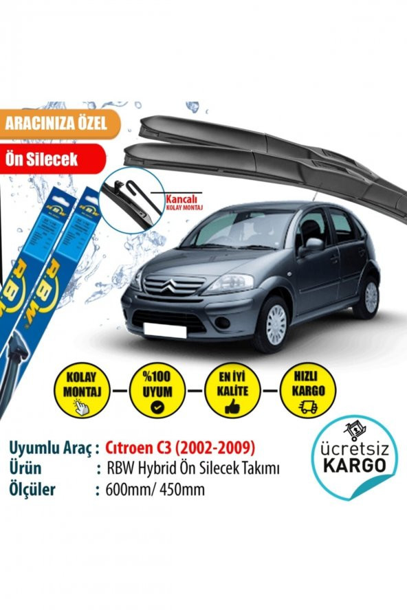 Rbw Cıtroen C3 2002-2009 Hybrid Ön Silecek Takımı