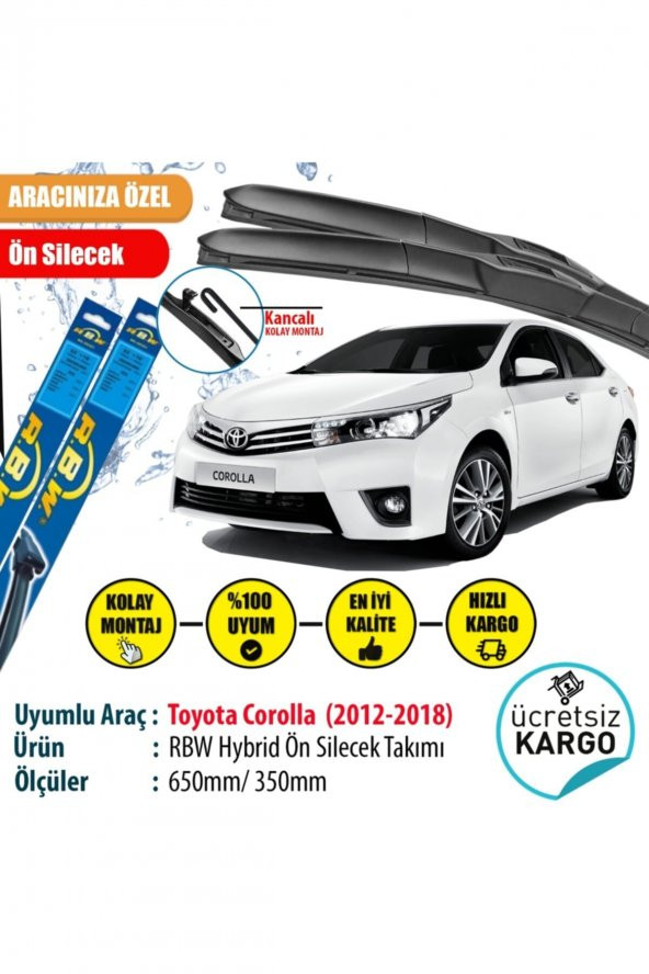 Rbw Toyota Corolla 2012-2018 Hybrid Ön Silecek Takımı