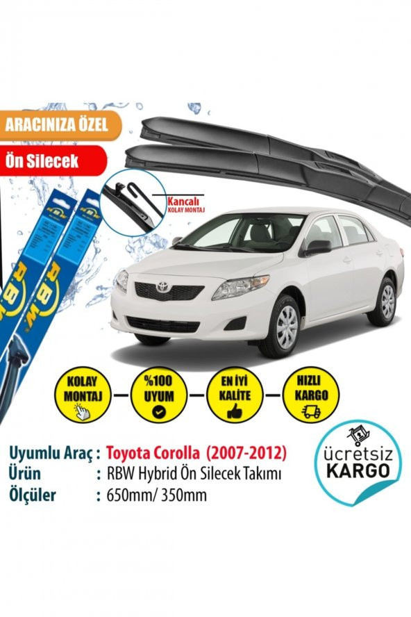 Rbw Toyota Corolla 2007-2012 Hybrid Ön Silecek Takımı ürün görseli 1