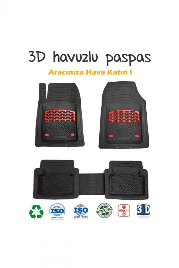 SAFİR 2017 Model Daewoo Nexia Için Havuzlu Tip Universal Paspas - Kırmızı Kromajlı ürün görseli