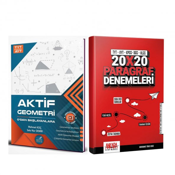 Aktif TYT AYT Geometri 0 dan Başlayanlara ve AKM Paragraf Deneme Seti 2 Kitap