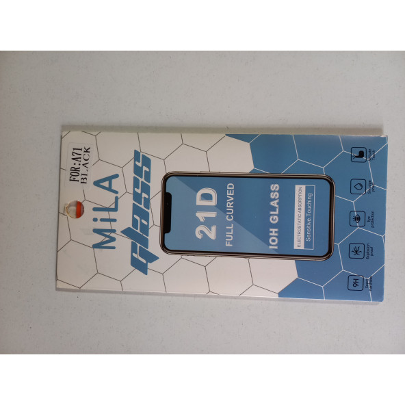 ASLANTİC SAMSUNG A71 21D KIRILMAZ CAM KORUYUCU SİYAH TAM KORUMA