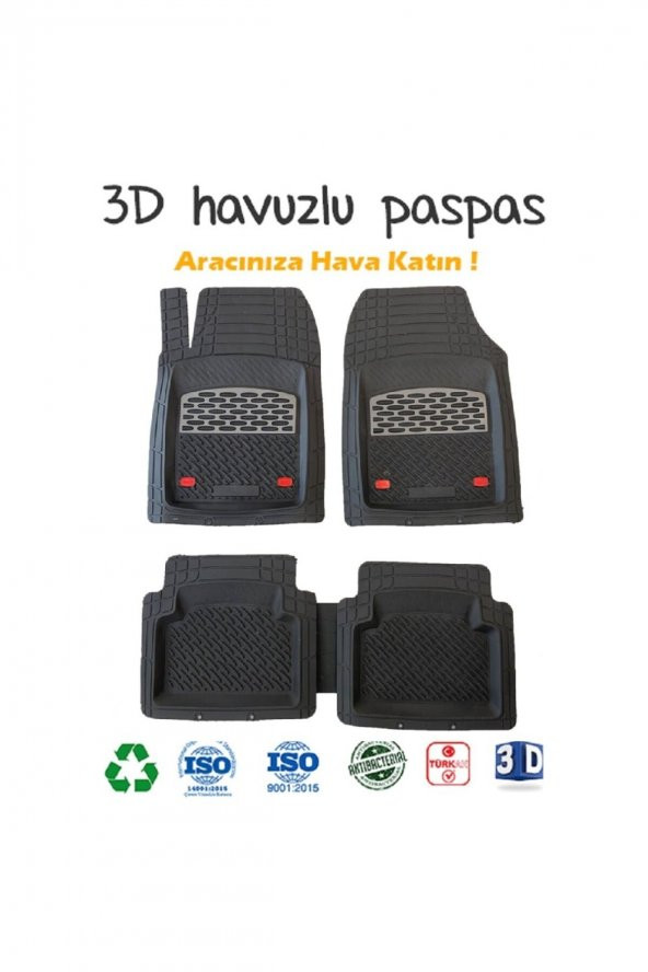 SAFİR 2002 Model Fiat Strada Için Havuzlu Tip Universal  Gri Kromajlı Paspas