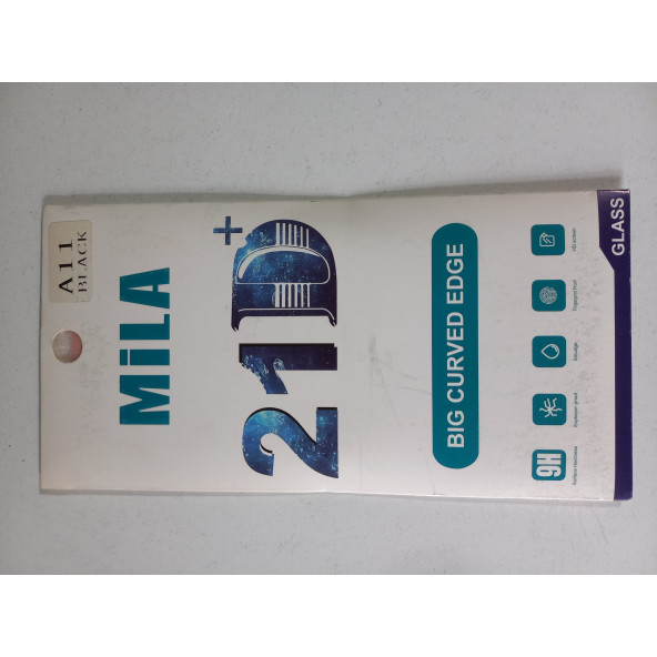 ASLANTİC SAMSUNG A11 SİYAH 21D KIRILMAZ CAM KORUYUCU TAM KORUMA
