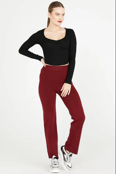 Kadın Triko Pantolon - Bordo ürün görseli 1