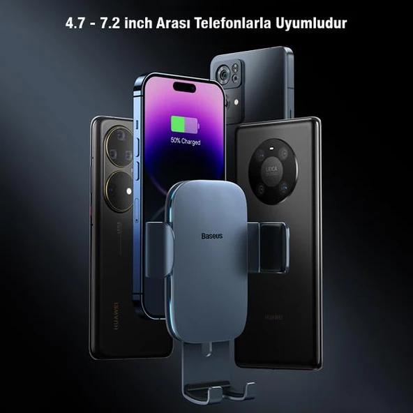 Baseus Yuvarlak Havalandırma Uyumlu Araç İçi Telefon Tutucu, Sarsılmaz, Titremez, Mercedes, Audi Uym - 10