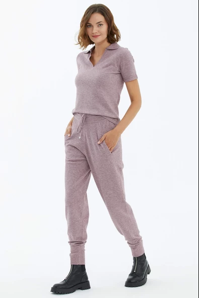 Cepli Bağcıklı Triko Pantolon - Gül ürün görseli