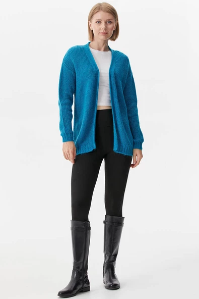 V Yaka Triko Hırka - Su Yeşili ürün görseli