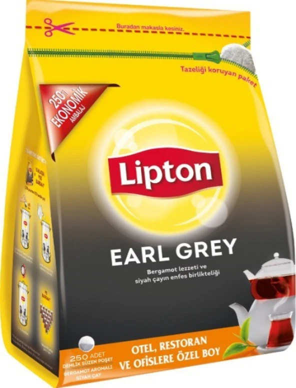 Lipton Earl Grey Bergamot Aromalı Siyah Süzen Demlik Poşet Çay 2li 250 x 3.2 G