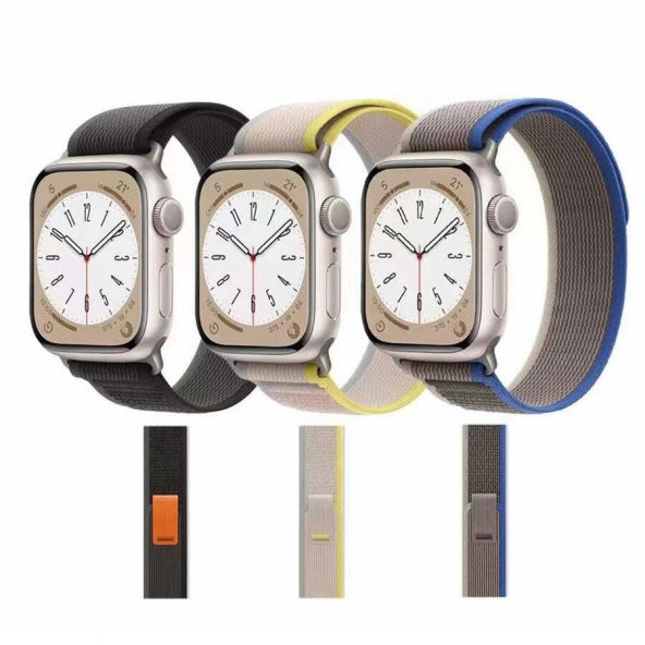 Apple Watch 7 45mm Zore KRD-77 Hasır Kordon - 4