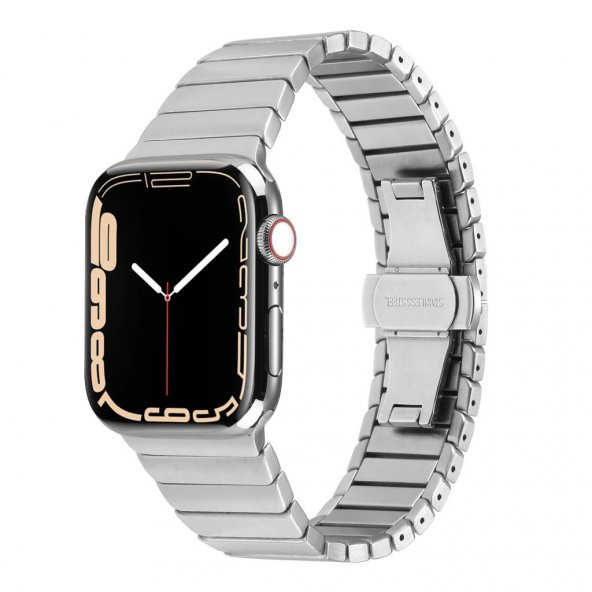 Apple Watch 7 45mm Kordon KRD-79 Metal Strap Kayış