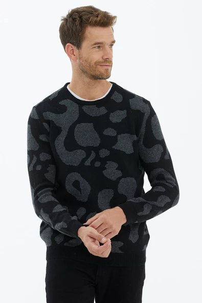 Sıfır Yaka Triko Kazak - Siyah - Resim 3