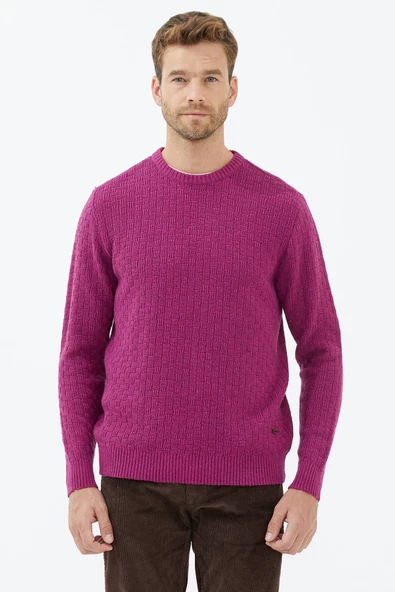 Sıfır Yaka Triko Kazak - Gül - Resim 2