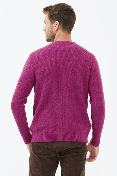 Sıfır Yaka Triko Kazak - Gül - Resim 4