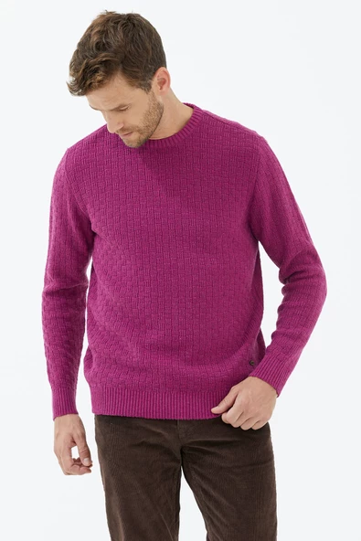 Sıfır Yaka Triko Kazak - Gül - Resim 3