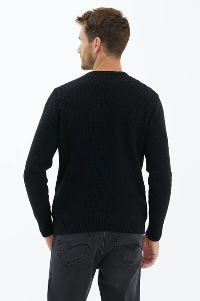 Sıfır Yaka Triko Kazak - Siyah - Resim 4