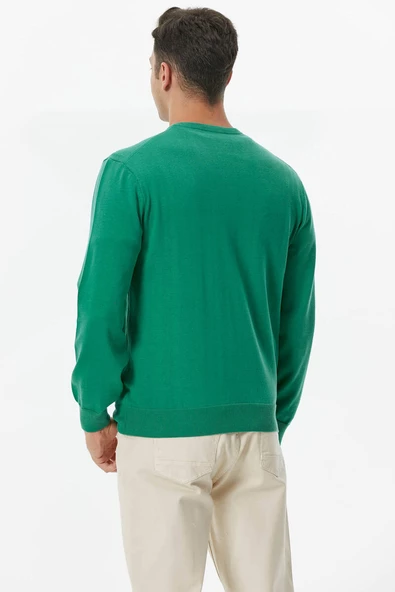 V Yaka Triko Kazak - Yeşil - Resim 4