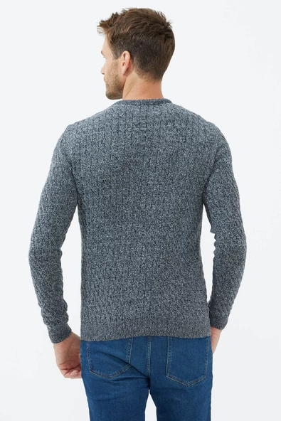 Sıfır Yaka Triko Kazak - Lacivert - 4