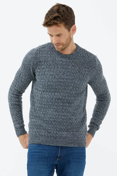 Sıfır Yaka Triko Kazak - Lacivert