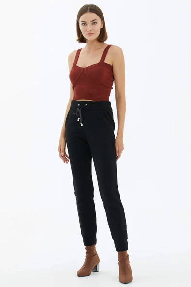 Kadın Cepli Triko Pantolon - Siyah ürün görseli