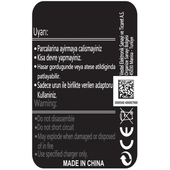 Vestel Venüs 5000 Zore A Kalite Uyumlu Batarya - 2