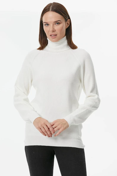 Tam Balıkçı Triko Kazak - Kemik - Resim 2