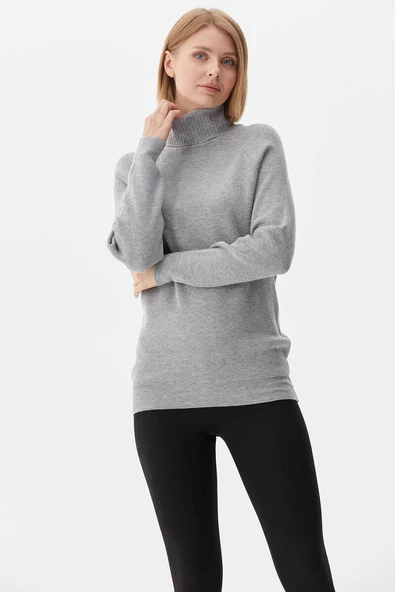 Tam Balıkçı Triko Kazak - Açık Gri ürün görseli