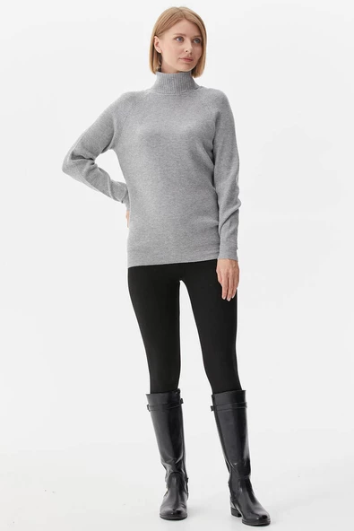 Tam Balıkçı Triko Kazak - Açık Gri - Resim 3