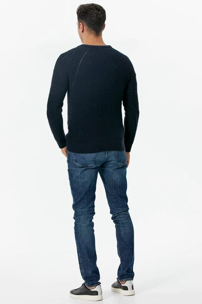 Sıfır Yaka Triko Kazak - Lacivert - Resim 5