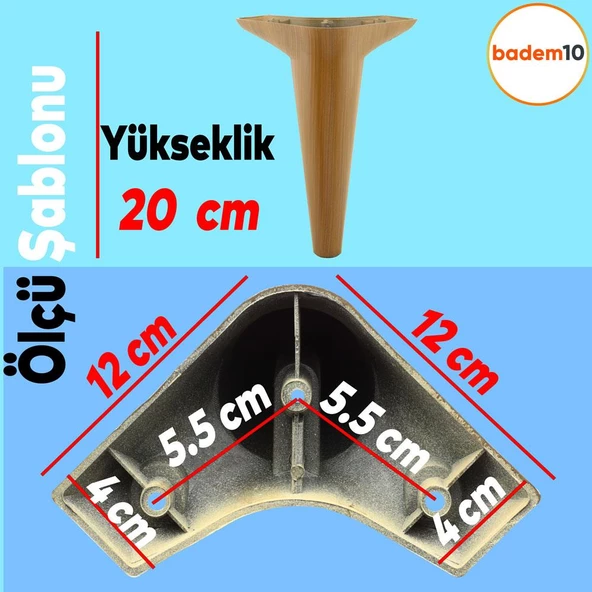 Aspen Lüks Mobilya Kanepe Koltuk Tv Ünitesi Konsol Yükseltici Ayağı Ayakları 20 Cm Ahşap Desenli - Resim 4